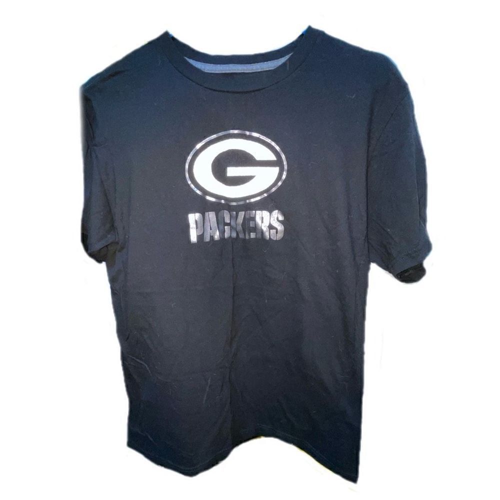 Majestic Green Bay Packers T-shirt NFL Football Short Sleeve Black Medium